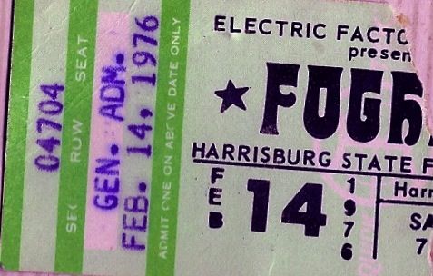 Valentine's Day 1976 - Foghat concert (ticket), photo: Lorie Sheffer classic rock concerts