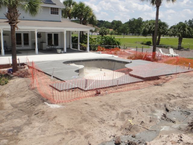 swimming pool slab poured Friday, May 11 life's a beach