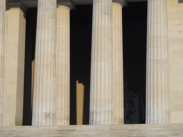 prison walls or the gates of Heaven? Lincoln Memorial at sunrise