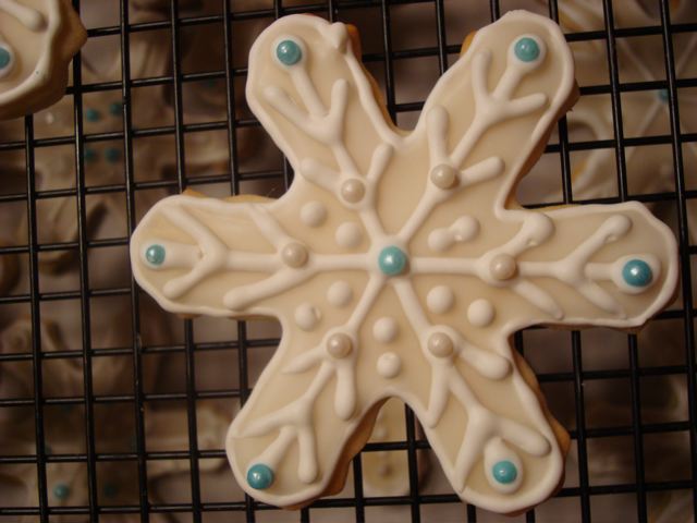 photo of home made Christmas snowflake cookie