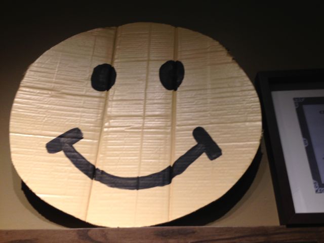 cardboard art on a Troy, Michigan Starbucks wall have a nice day