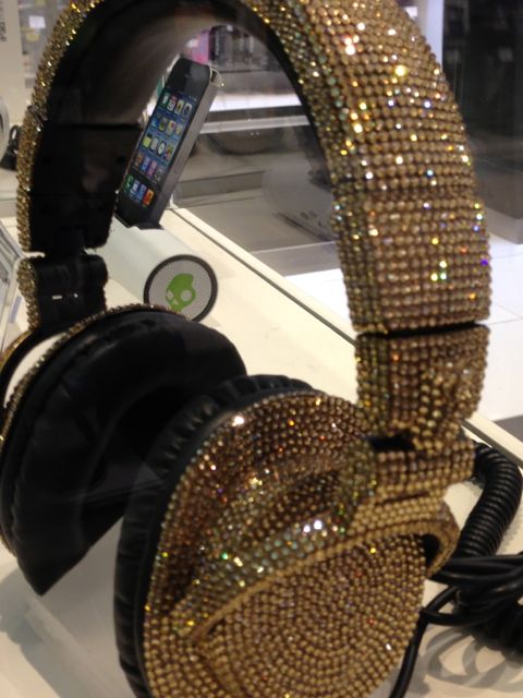 these headphones cost more than non-sparkly headphones - are they worth it? fancy, sparkly headphones in airport store display case