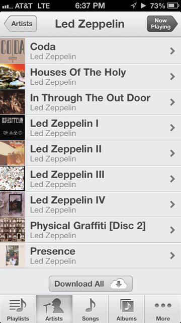 Led Zeppelin iTunes playlist