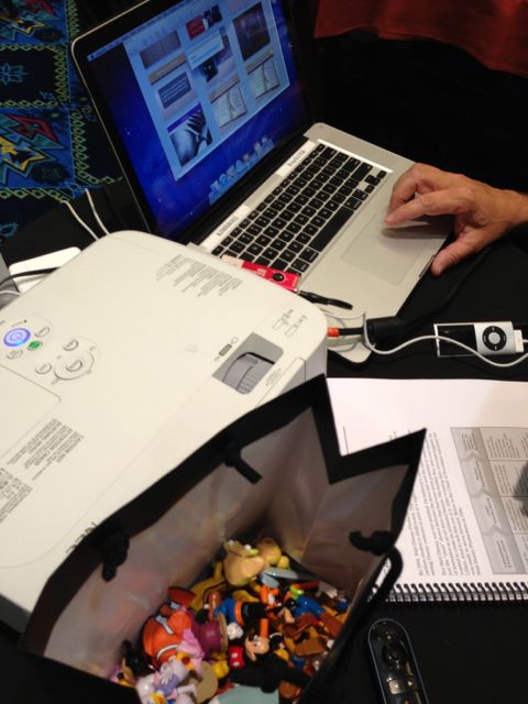 Keynote presentation, projector, workbook, give aways, music, co-facilitator.