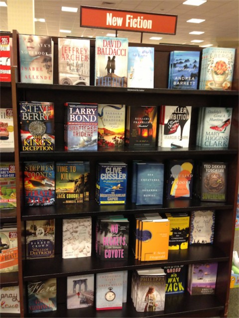 New Fiction book rack at bookstore