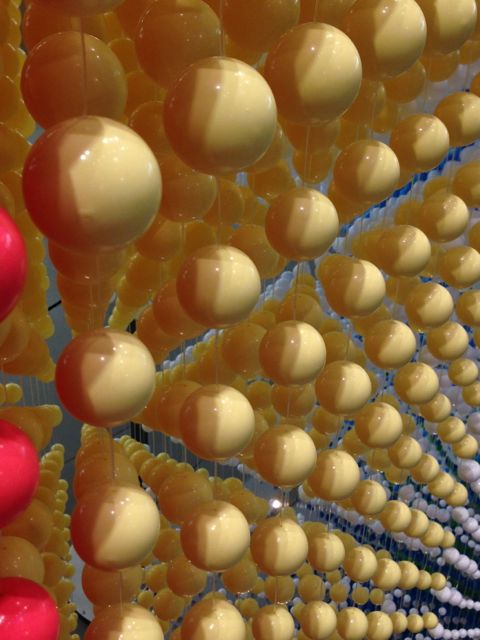 Colorful beads at Apple Store window display