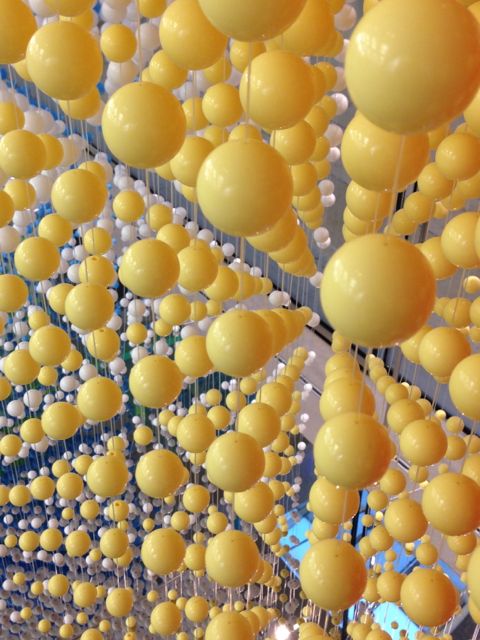 Colorful beads at Apple Store window display