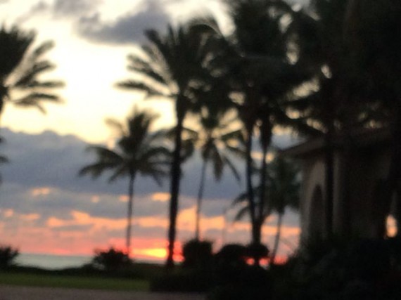 Sunrise and palm trees at The Breakers, Palm Beach, Florida