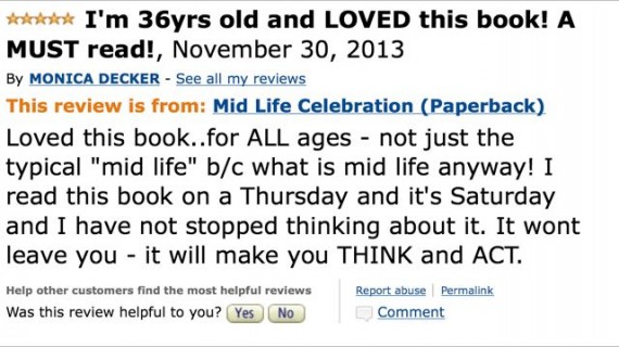 Mid Life Celebration boo review on Amazon