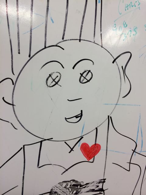funny face on grease board