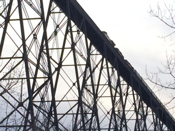 Train on Lethbridge Bridge