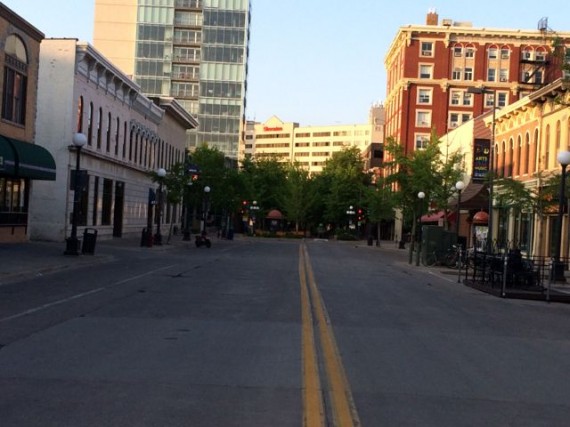 empty college town street