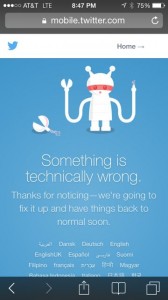 Twitter down time screen shot