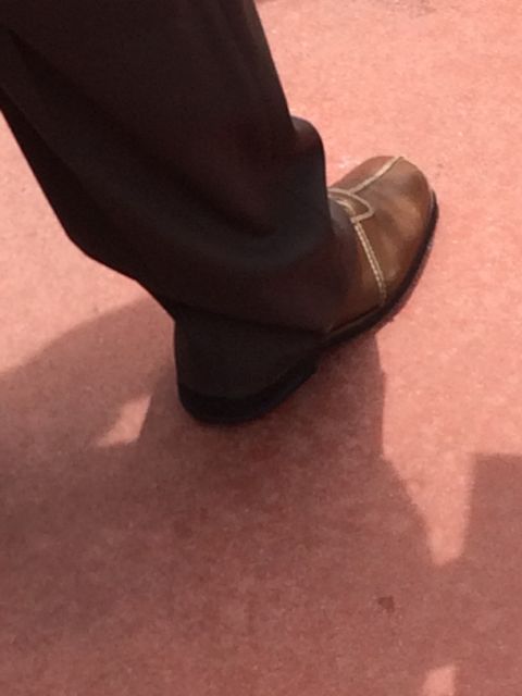 Lecturer's shoe while on a tour
