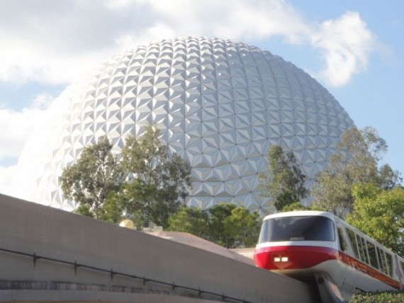 Epcot Monorail and Spaceship Earth
