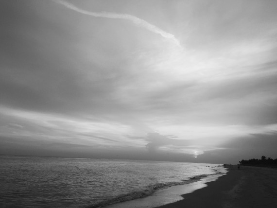 Sanibel sunset in black and white