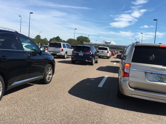 Traffic backup at Epcot toll plaza