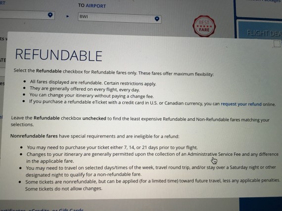 Refundable airfare rules
